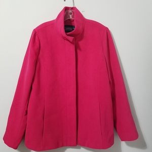 Lands End Pea Coat Jacket Hidden Button 16 Fushia